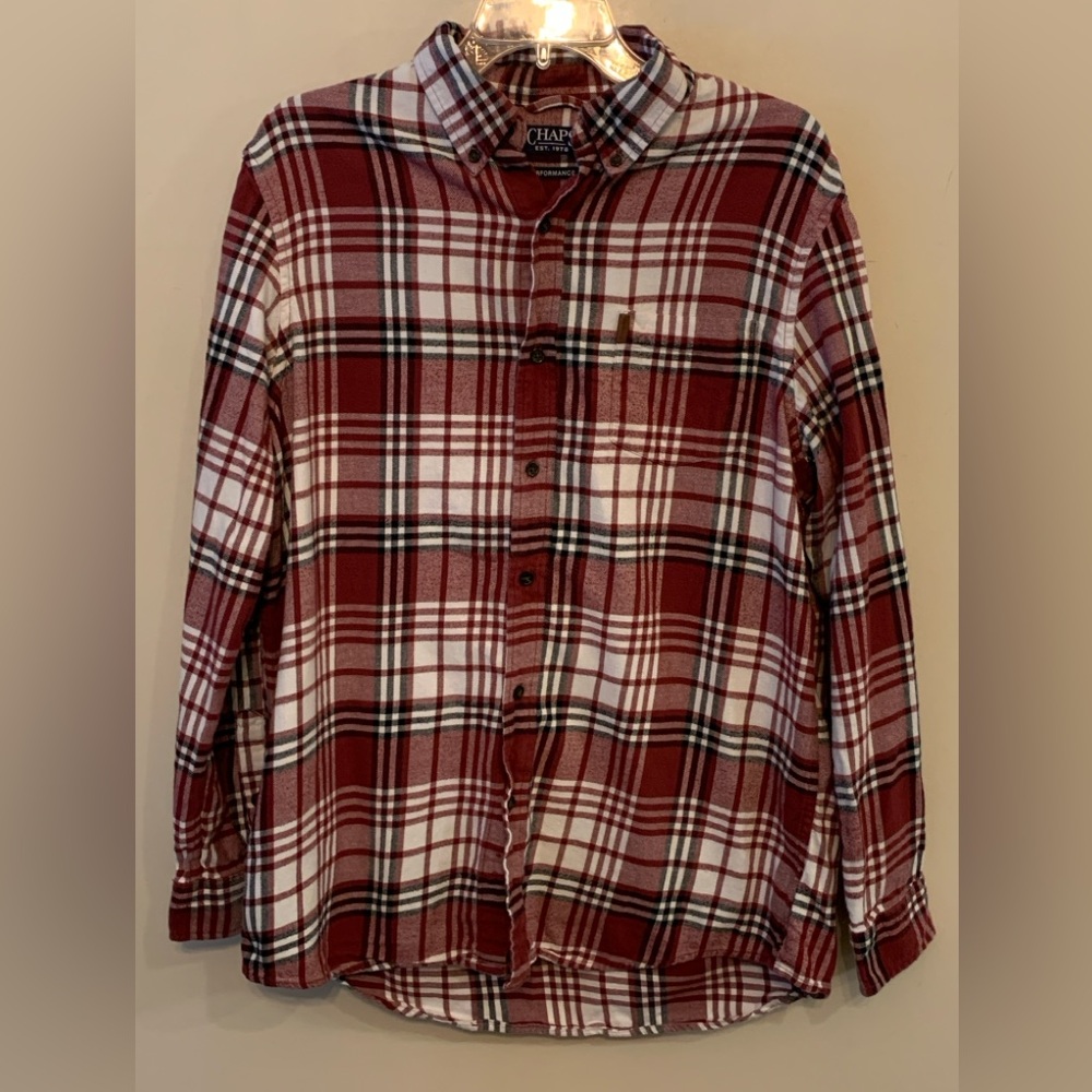 CHAPS Red and White Plaid Shirt